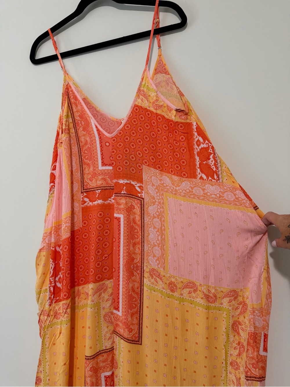 Style Rack Coral, Orange, Pink & Yellow Patchwork Maxi Slip Dress - Picture 7 of 9